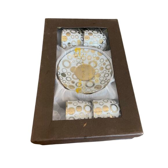 Extra Set of 4 Demitasse Cups and Saucers Set White Gold in Box - Picture 10 of 11